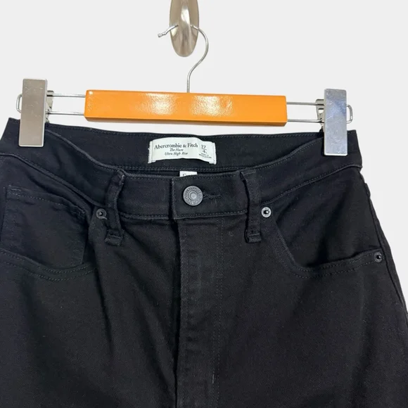 ABERCROMBIE & FITCH Curve Love The Flare Ultra High Rise Tall Black Jeans, Sz 27 - Picture 7 of 16